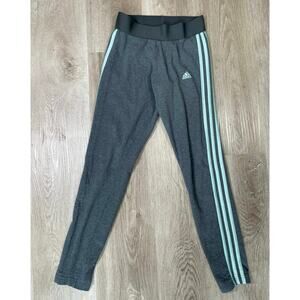 Adidas Women's Joggers Gray Teal Stripe Small Athletic Stretch Activewear‎ Pants